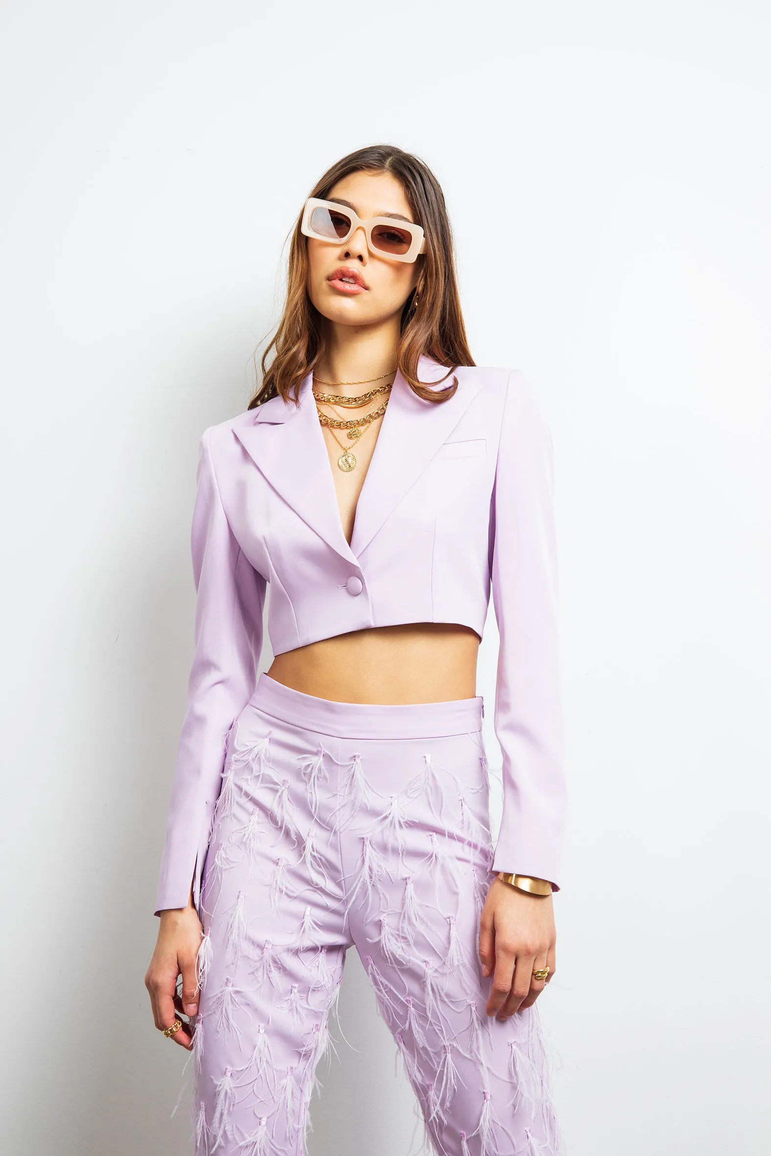 The Headliner Cropped Jacket in Lilac