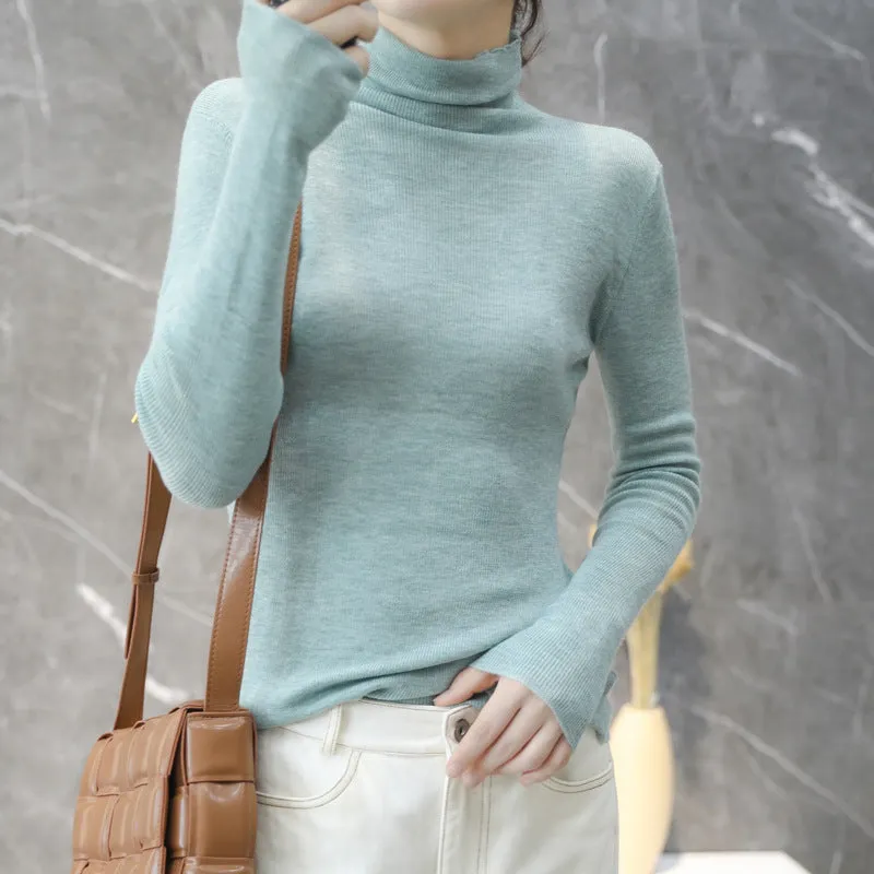 The Rock Turtleneck Autumn and Winter Pullover Sweater Women's Wool High Collar Short Section Knitted Bottoming Shirt