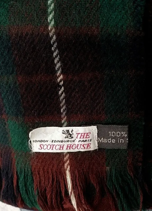 'The Scotch House'-Brown/Green/Purple Plaid 100% Wool Scarf