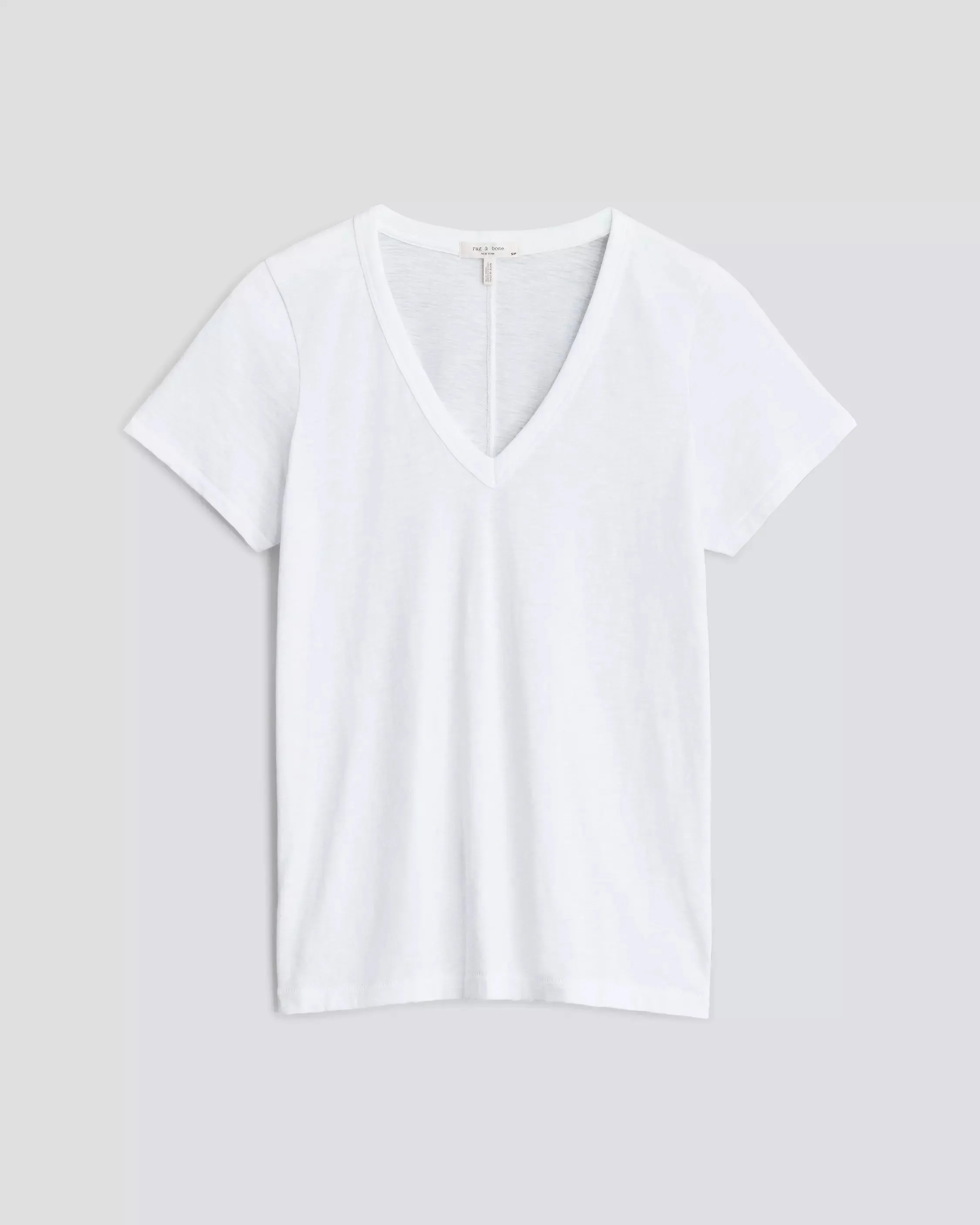 The Slub V Neck Short Sleeve Tee - White