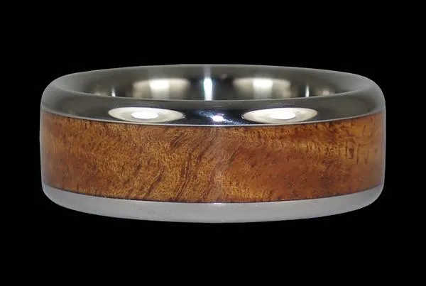 Tiger Koa Wood Hawaii Titanium Ring