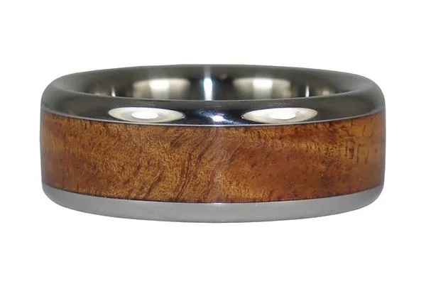 Tiger Koa Wood Hawaii Titanium Ring