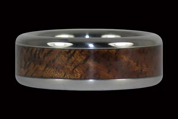 Titanium Ring with Hawaiian Curly Koa Wood