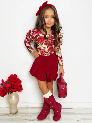 Totally Blooming Floral Top and Ruffle Skirt Set