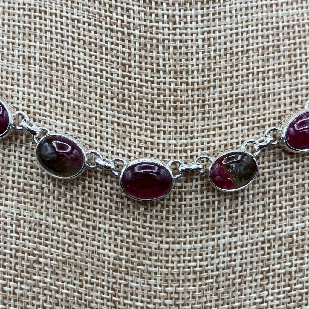 Tourmaline Bi-Color Silver Necklace