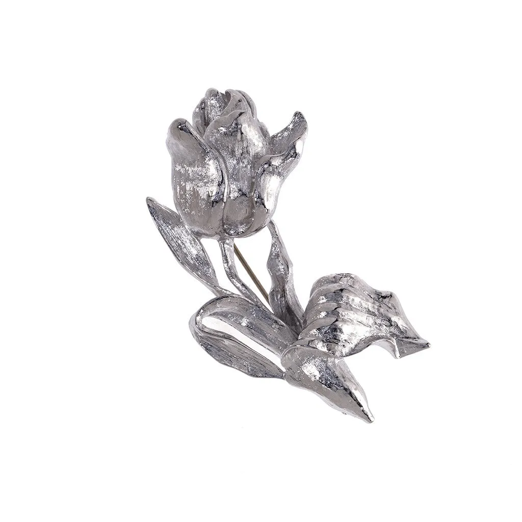 Tulip Silvertone Brooch