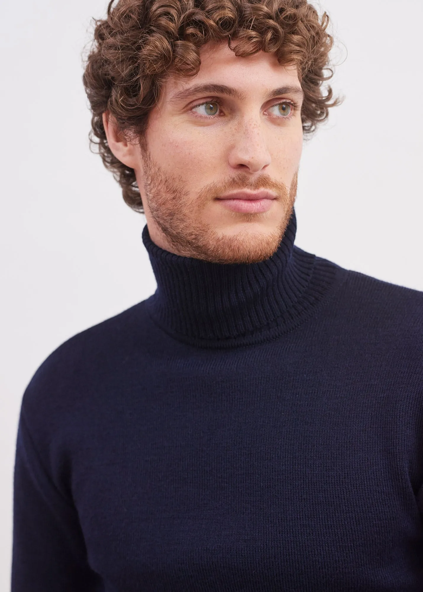 Turtleneck sailor jumper - in pure new wool (MARINE)