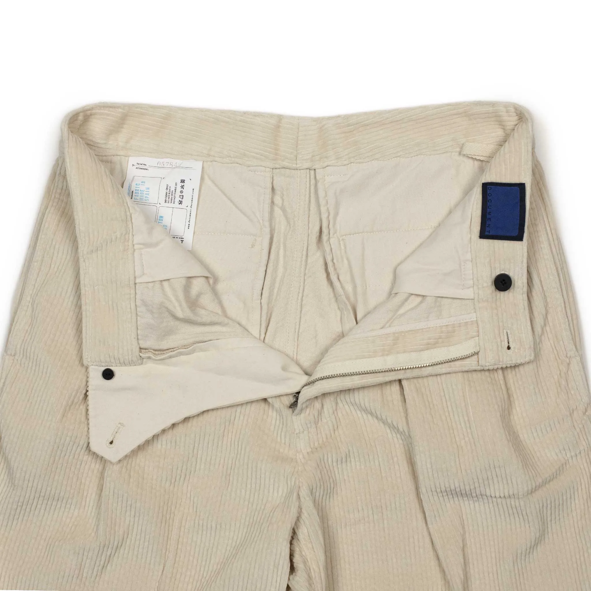 Two-tuck trousers in cream cotton corduroy