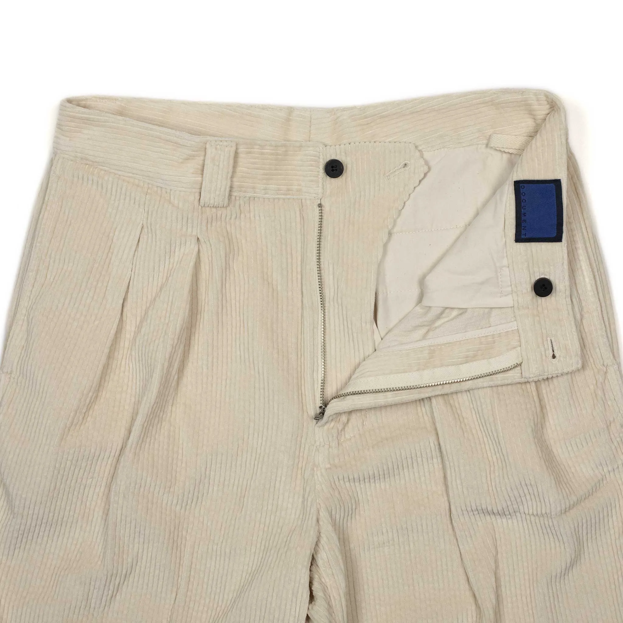 Two-tuck trousers in cream cotton corduroy