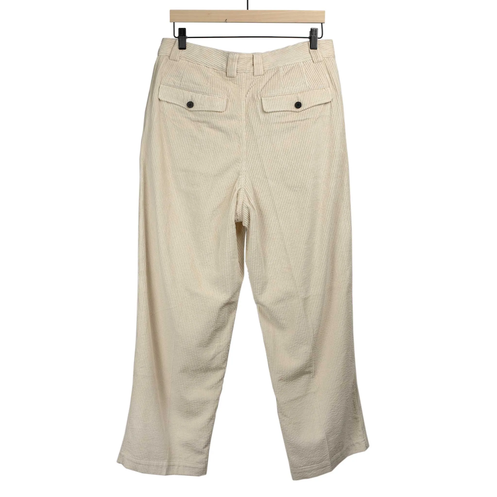 Two-tuck trousers in cream cotton corduroy