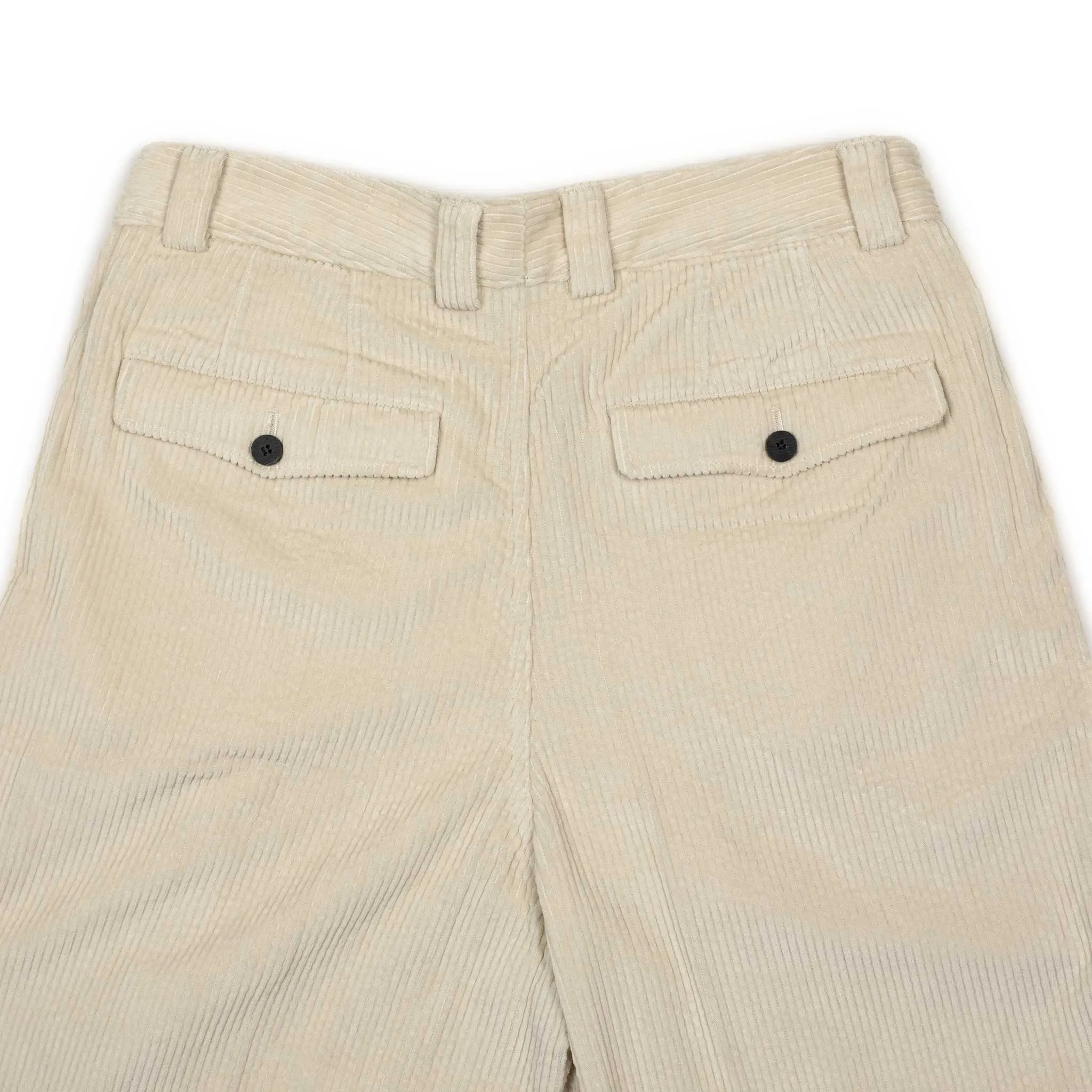 Two-tuck trousers in cream cotton corduroy