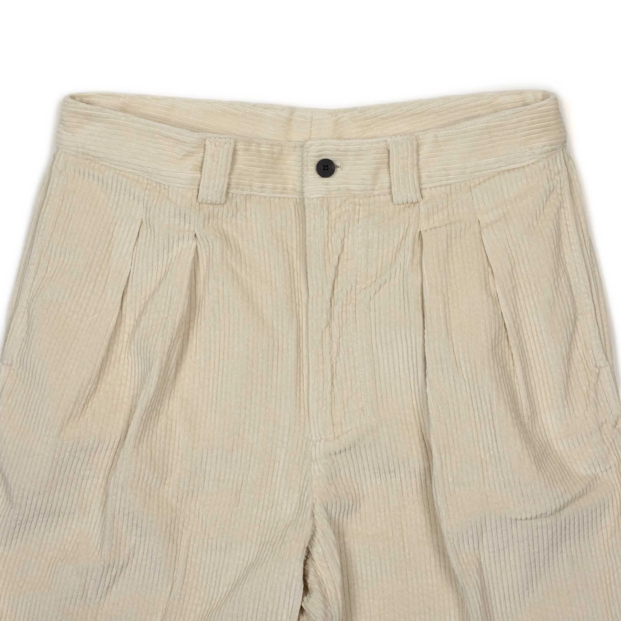 Two-tuck trousers in cream cotton corduroy