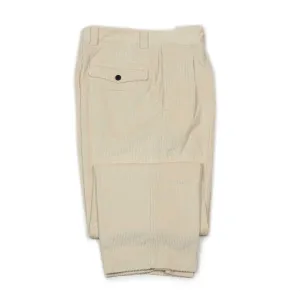 Two-tuck trousers in cream cotton corduroy