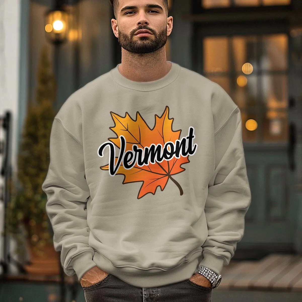 Vermont Autumn Leaf Sweatshirt Sweatshirt Adult Unisex S-XXL