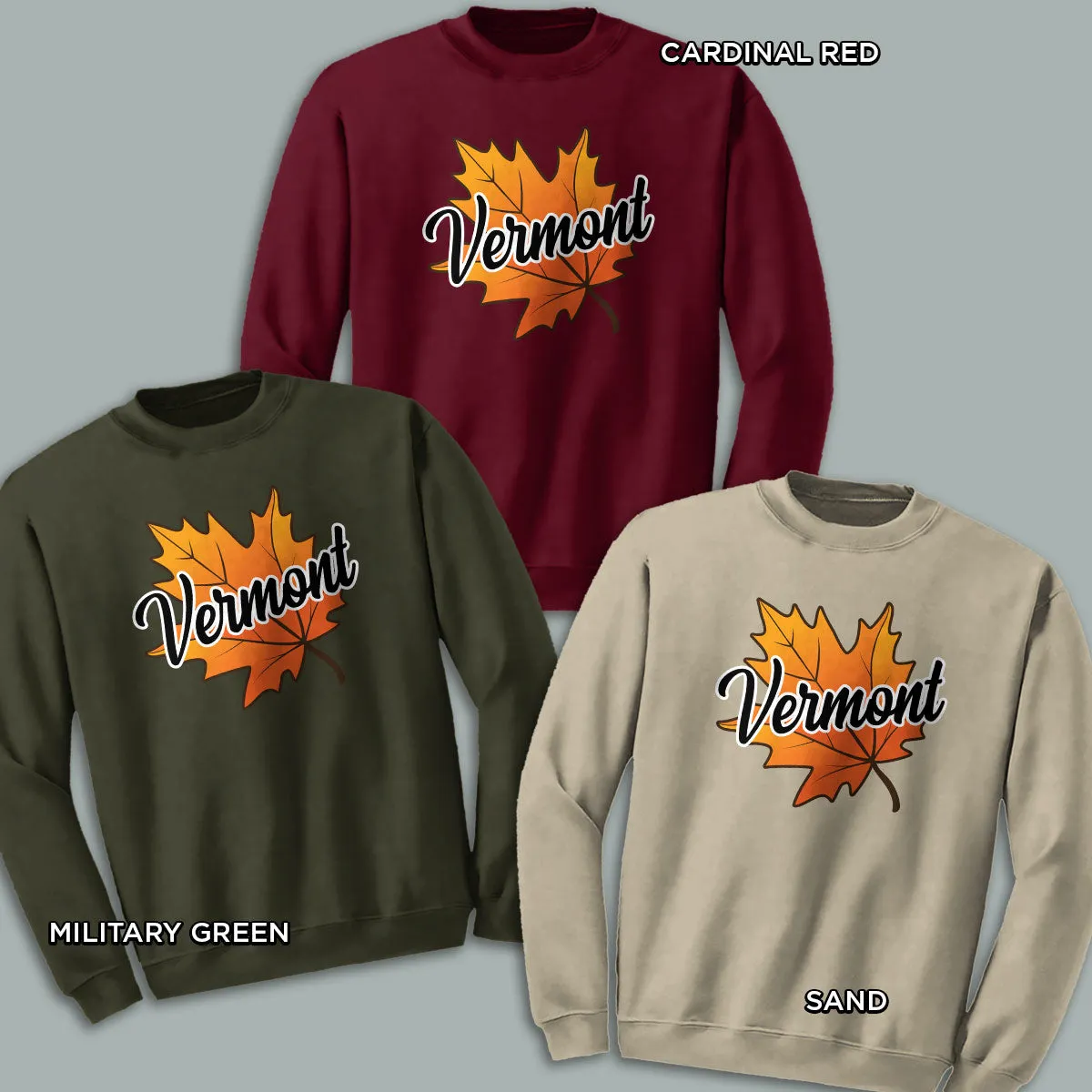 Vermont Autumn Leaf Sweatshirt Sweatshirt Adult Unisex S-XXL