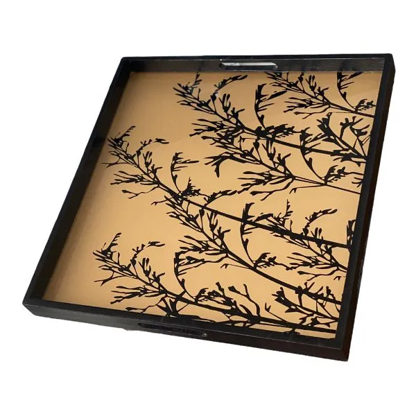 Vintage Black and Gold Serving Tray