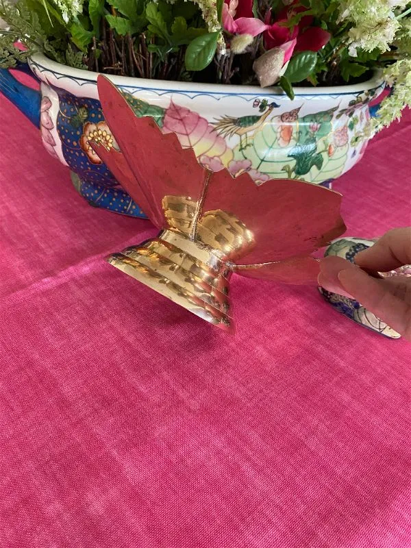 Vintage Brass Leaf Pedestal Dish made in India