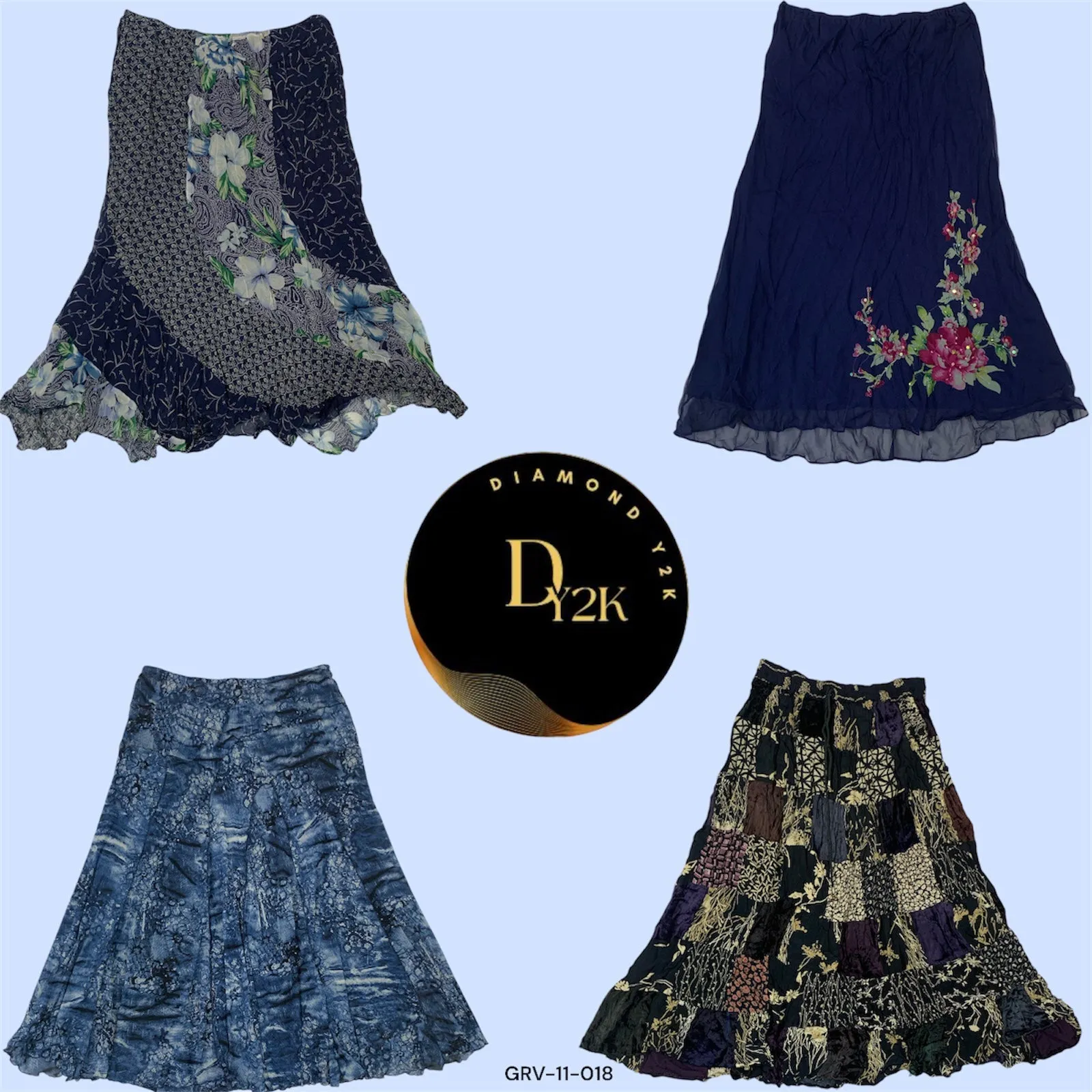 Vintage Dream: Y2K Poly Long Skirt (GRV-11-018)