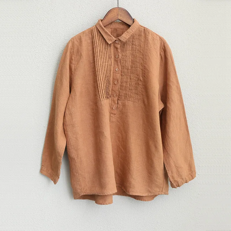 Women Casual Cotton Linen Shirt Fashion Tops For Fall Q1627