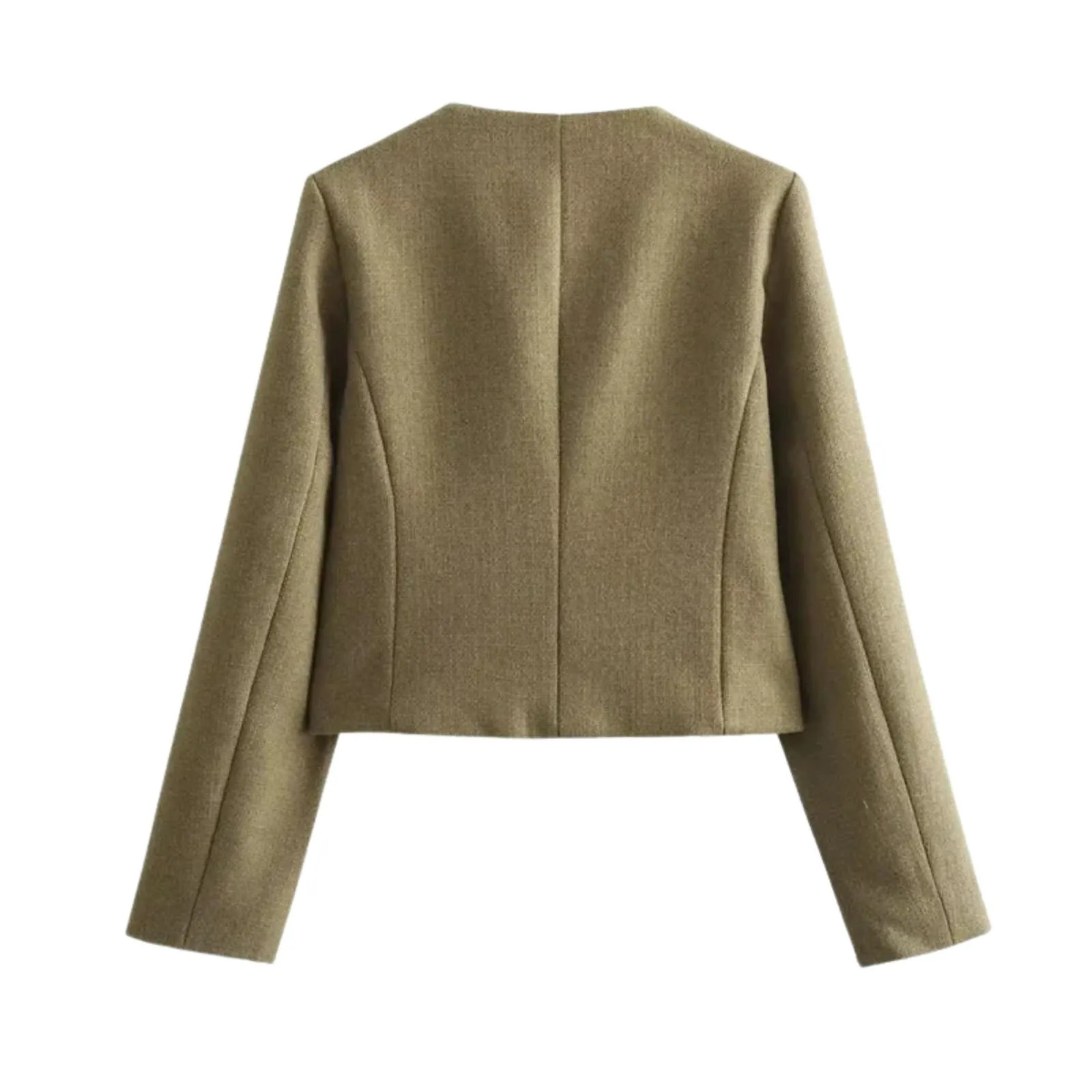 Women's Button Cropped Jacket Demi-Season Short Coats Elegant Women's Coat