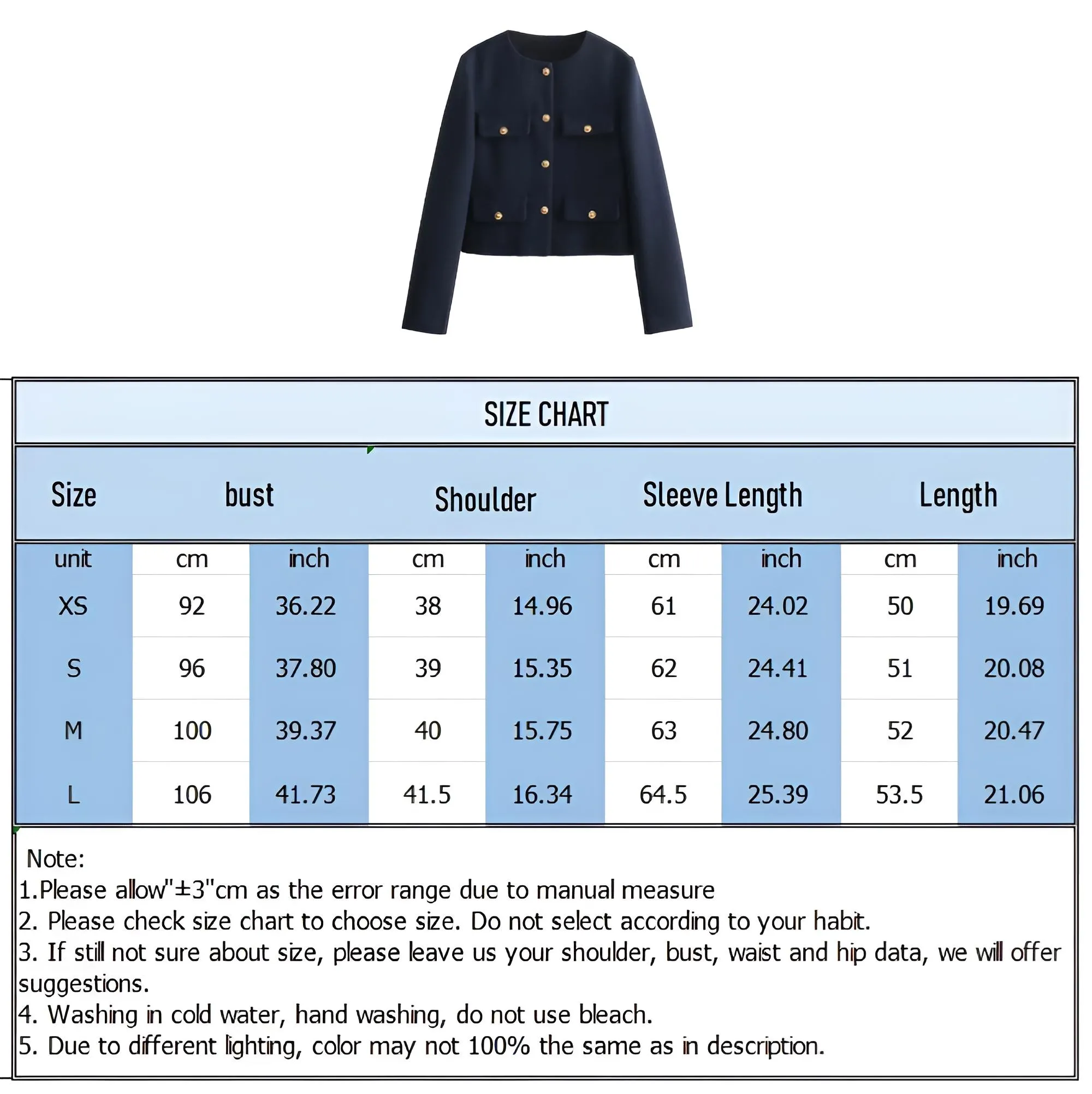 Women's Button Cropped Jacket Demi-Season Short Coats Elegant Women's Coat