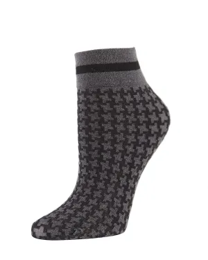 Women's Classic Houndstooth Print Stretchy Anklet Sock