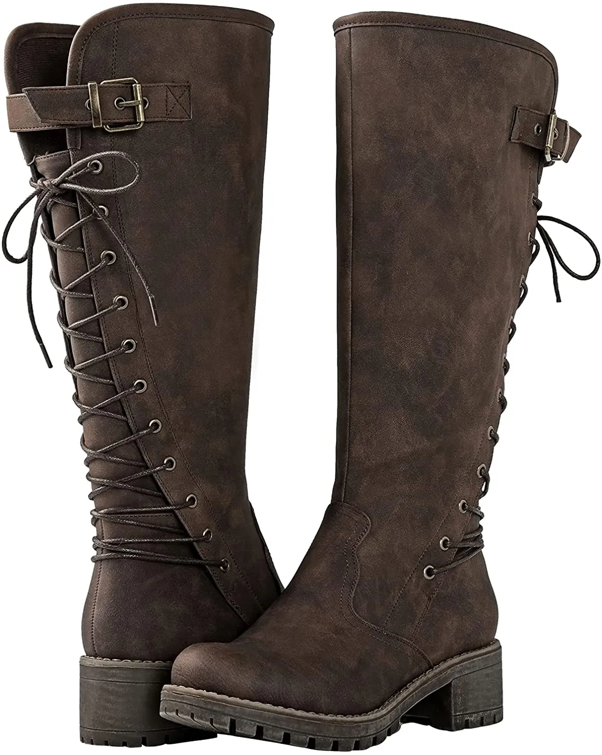 Women's Lace Up Back Knee High Fashion Boots