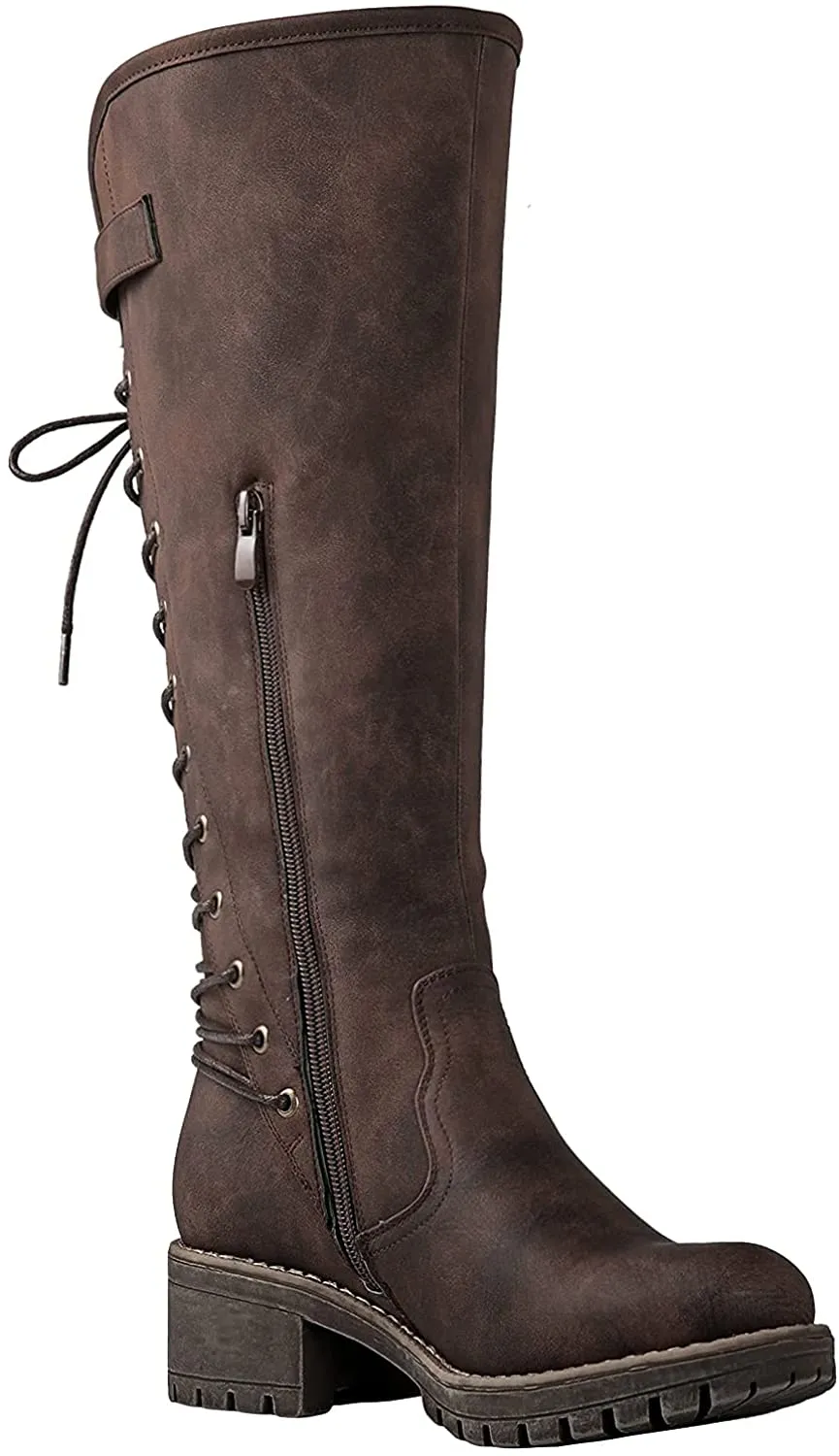 Women's Lace Up Back Knee High Fashion Boots