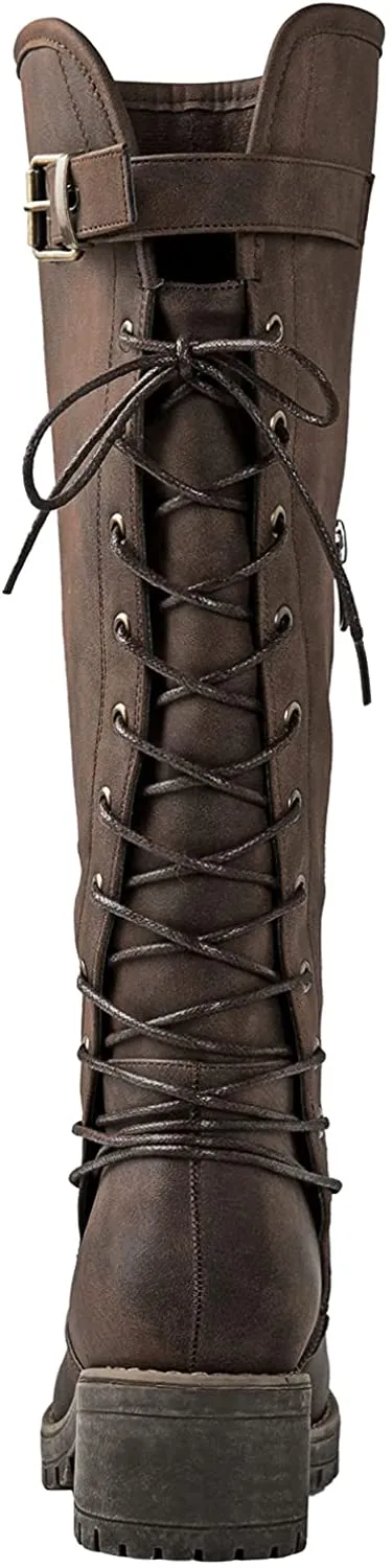 Women's Lace Up Back Knee High Fashion Boots