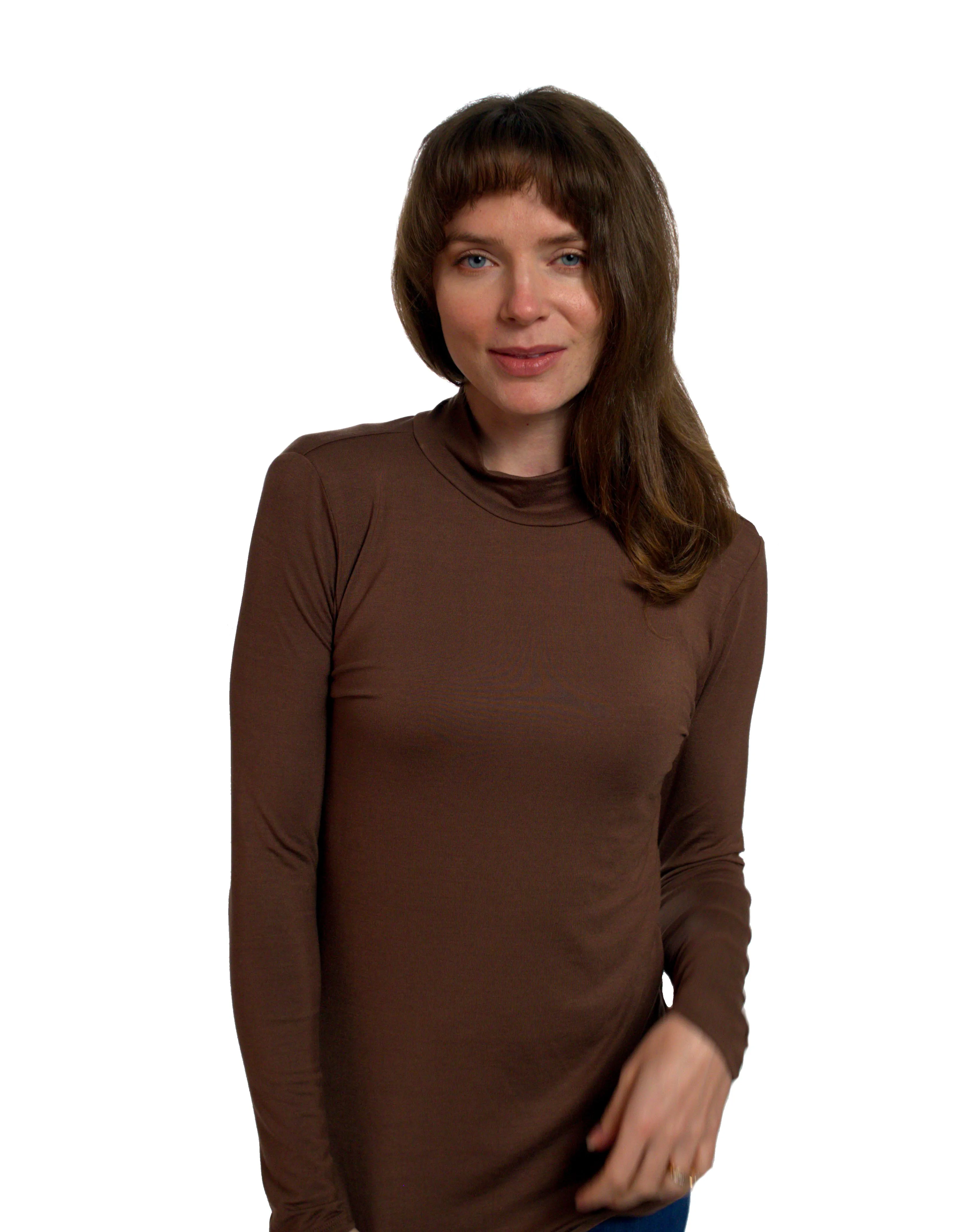 Women's Long Sleeve Turtleneck Rayon Spandex Top