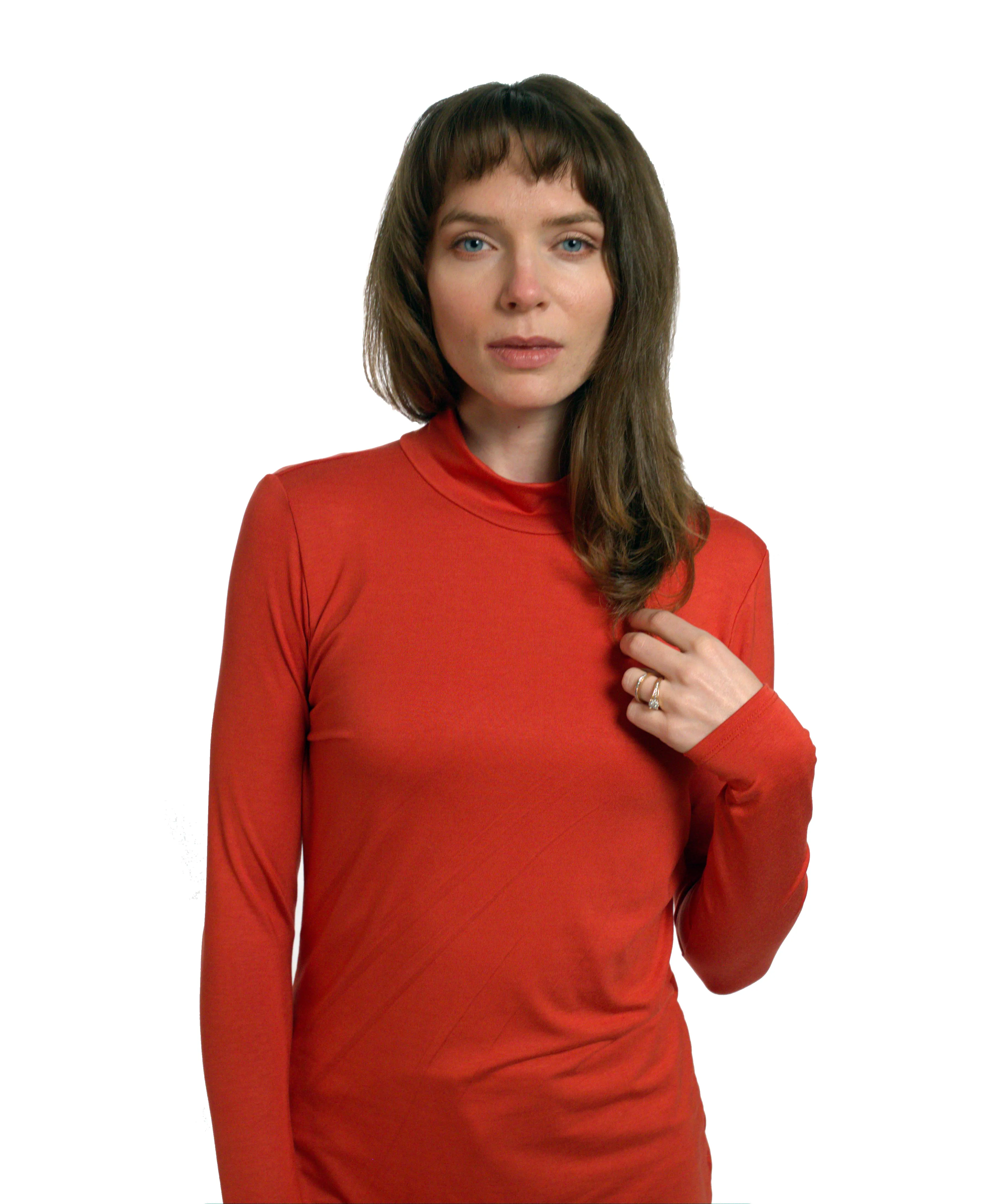 Women's Long Sleeve Turtleneck Rayon Spandex Top