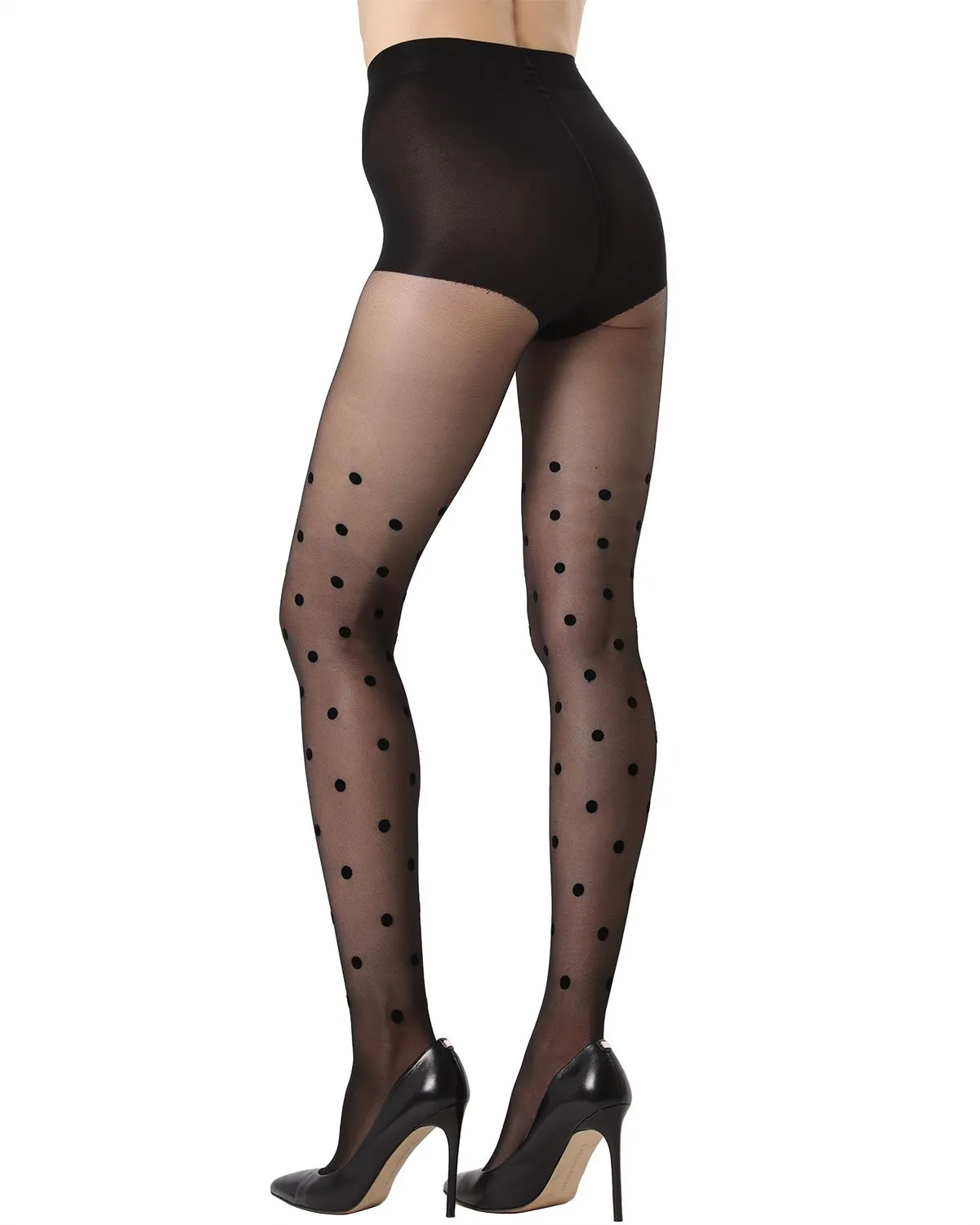 Women's Sheer Dot Flocked Nylon Tights