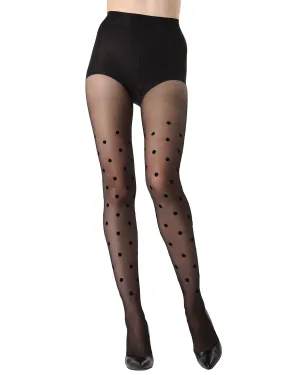 Women's Sheer Dot Flocked Nylon Tights