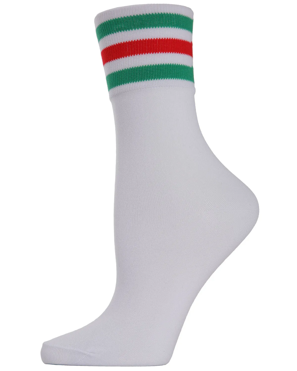 Women's Sheer Multicolor Striped Cuff Crew Sock