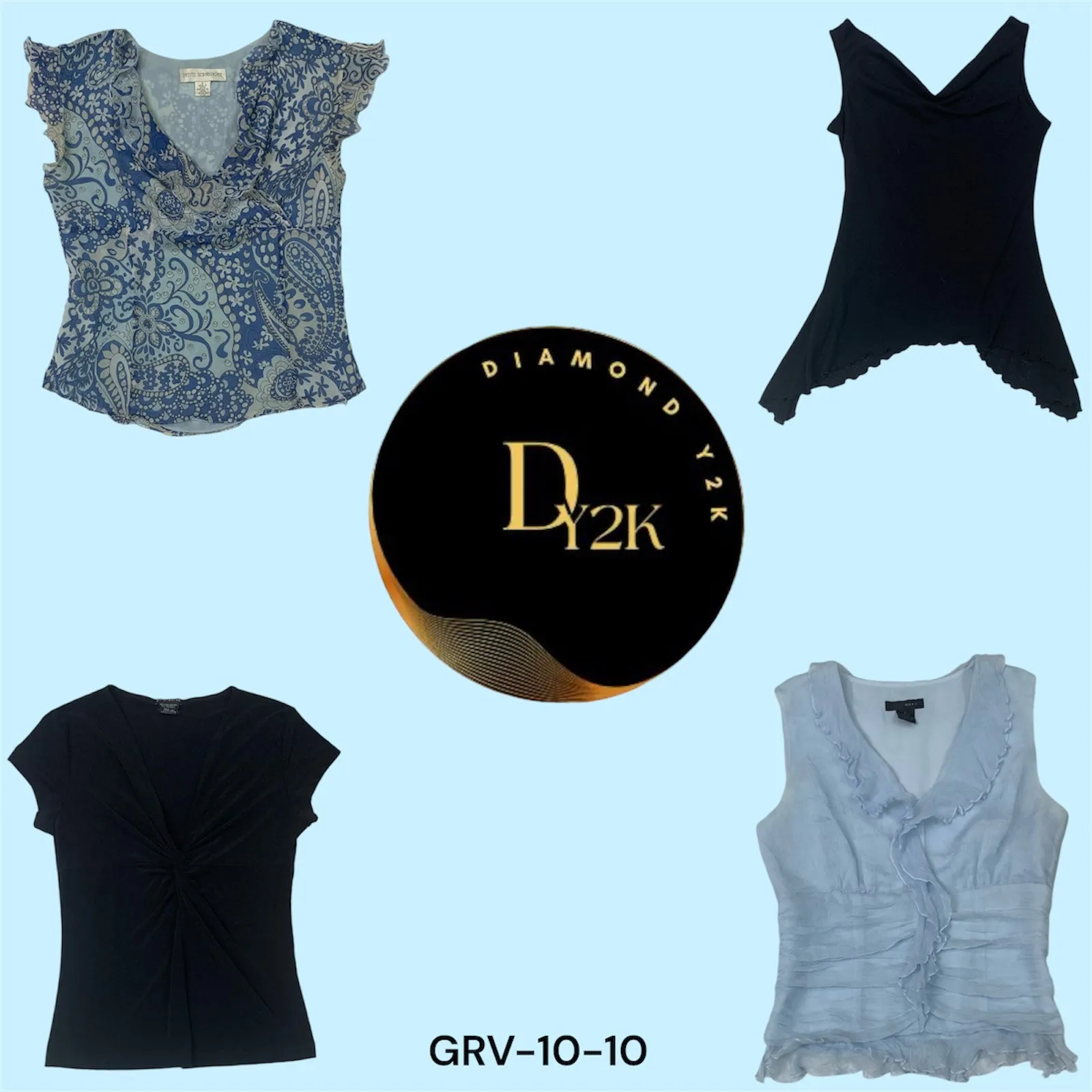 Y2K Essential: Blue & Black Top Bundle (GRV-10-010)