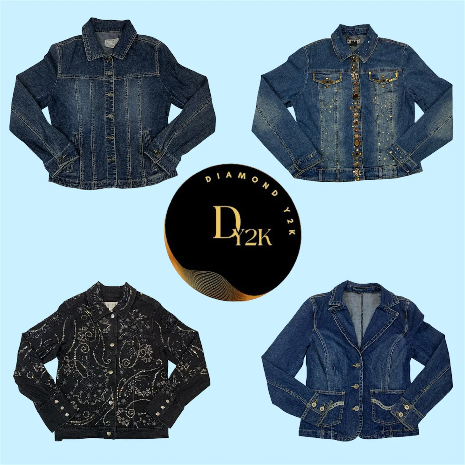 Y2K Style Embroidery Denim Jacket - Bold & Nostalgic (GRV-11-053)