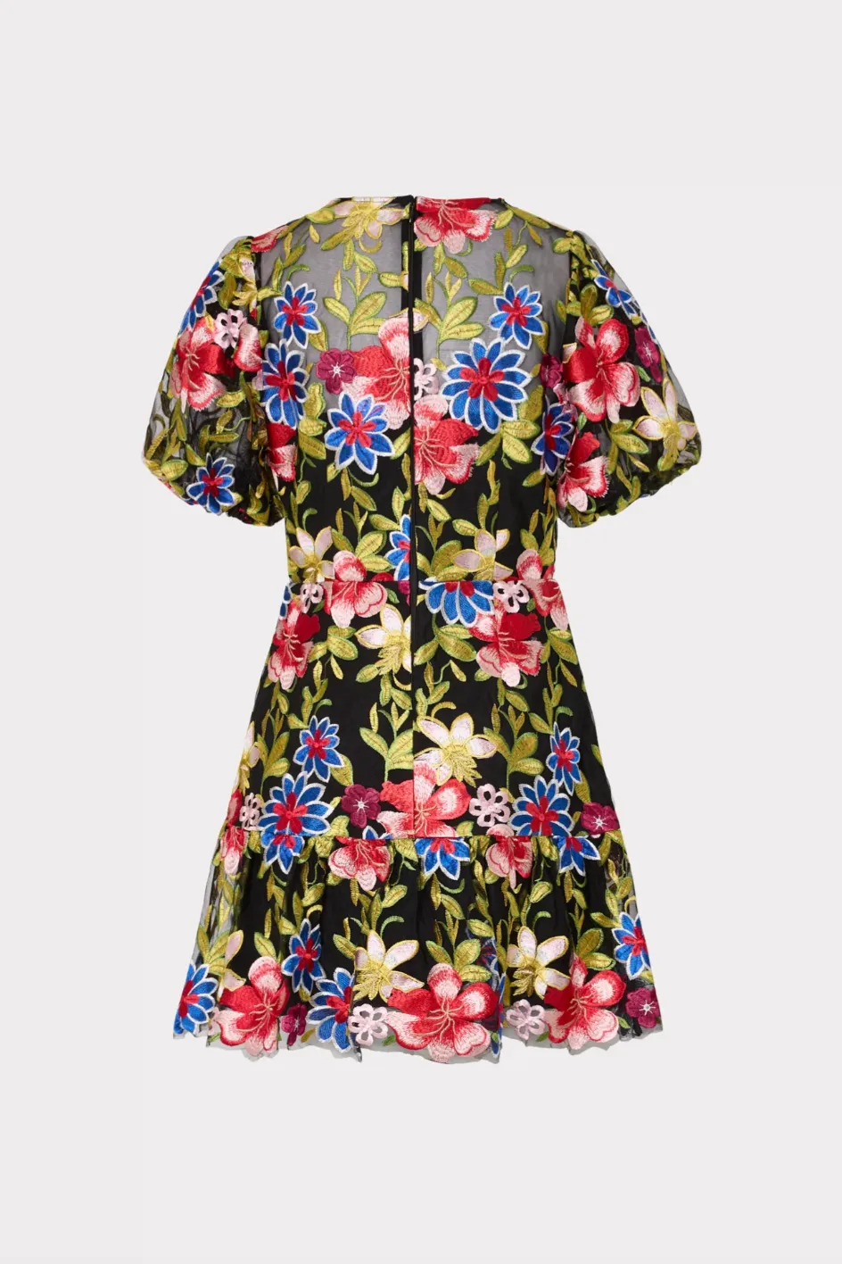 Yasmin Floral Embroidery Dress - Red Multi