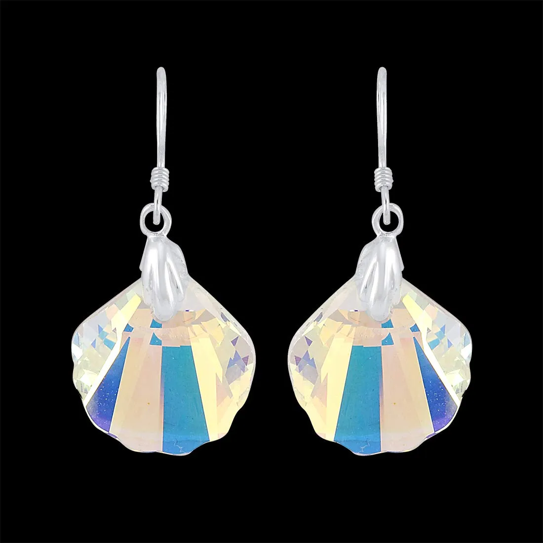 Yellow Chimes Crystals from Swarovski 925 Sterling Silver Hallmark and Certified Purity Sheer Depth Shell Crystal Earrings for Women and Girls