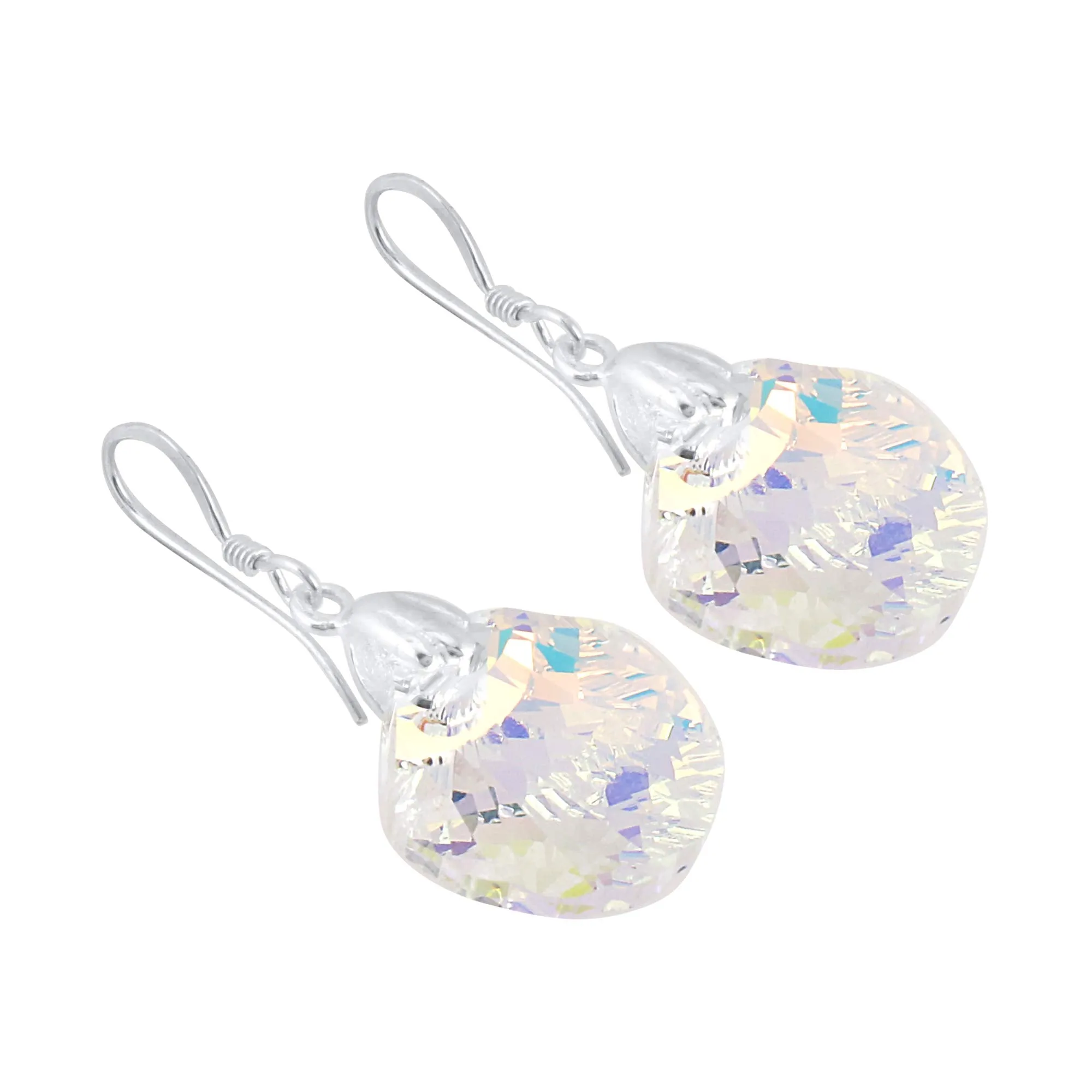 Yellow Chimes Crystals from Swarovski 925 Sterling Silver Hallmark and Certified Purity Sheer Depth Shell Crystal Earrings for Women and Girls