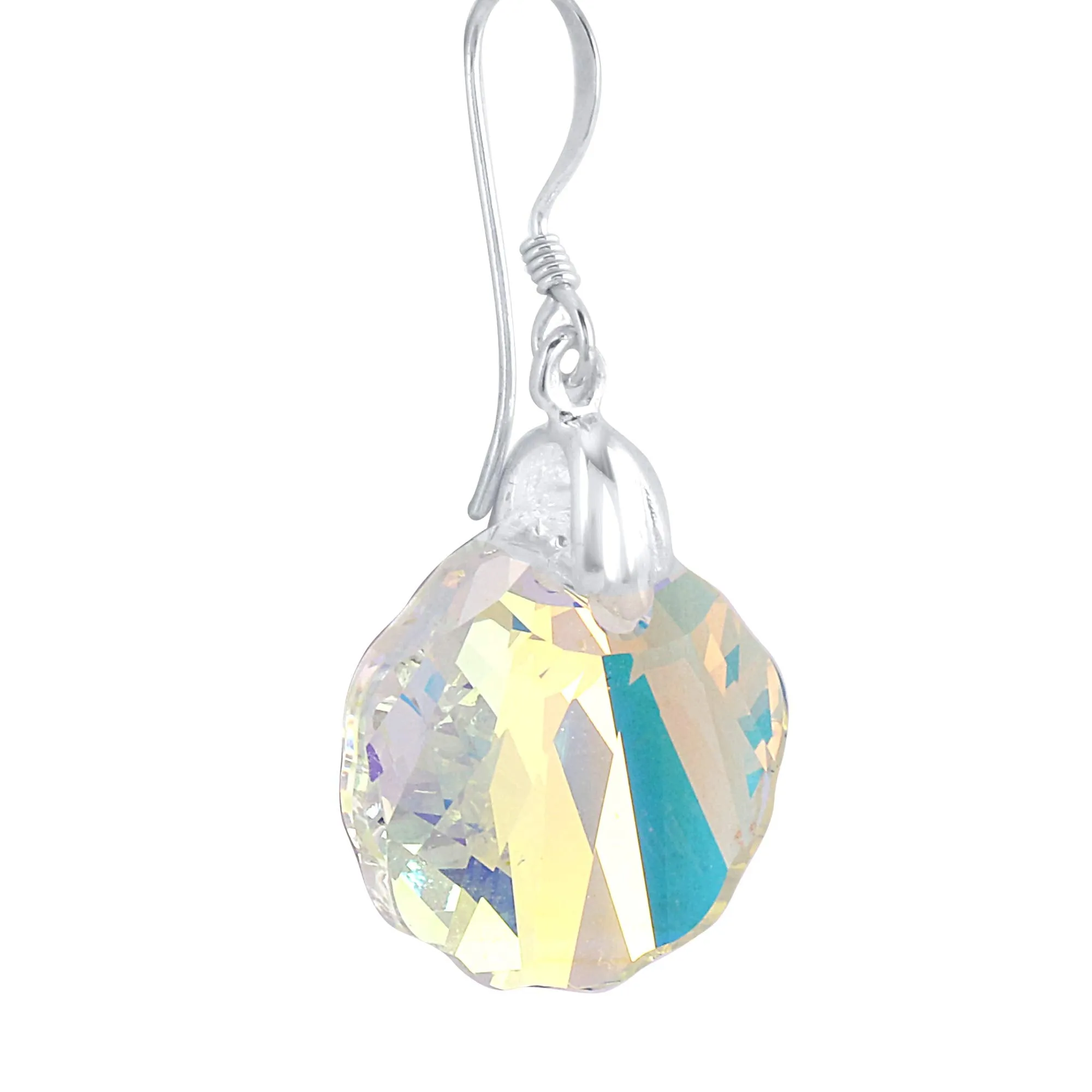 Yellow Chimes Crystals from Swarovski 925 Sterling Silver Hallmark and Certified Purity Sheer Depth Shell Crystal Earrings for Women and Girls