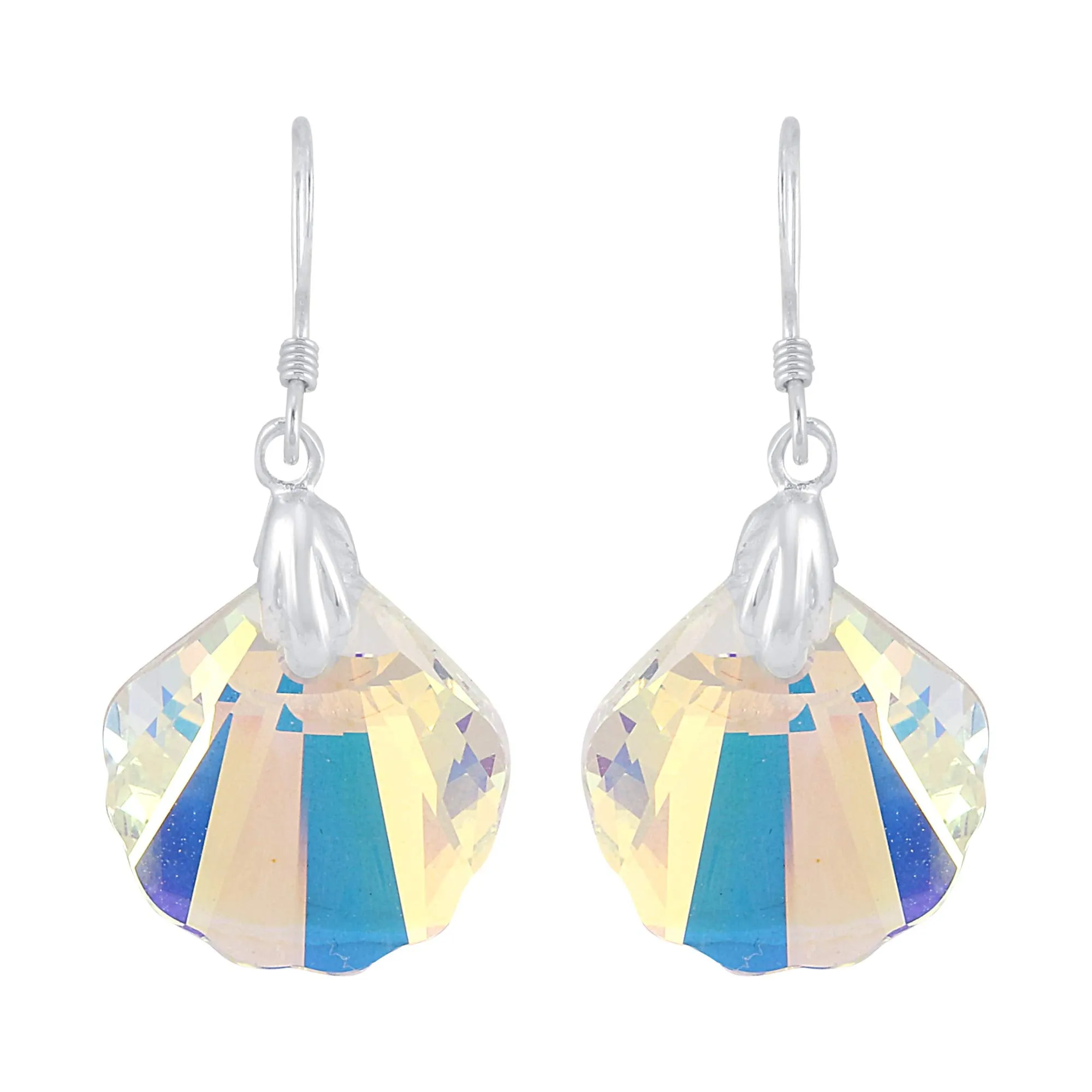 Yellow Chimes Crystals from Swarovski 925 Sterling Silver Hallmark and Certified Purity Sheer Depth Shell Crystal Earrings for Women and Girls